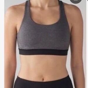 Lululemon Invigorate Sports Bra in Color Heathered Black/Black - Size 4.